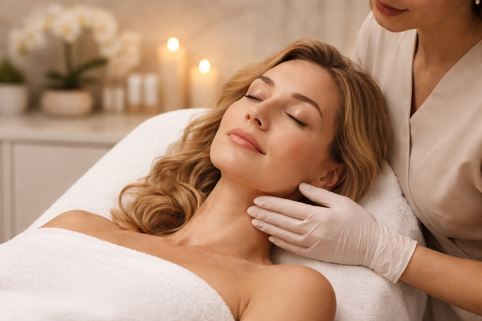 A calm, private consultation room with a comfortable chair and soft lighting.